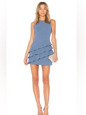 Alice + Olivia Clive Asymmetric Ruffle Dress